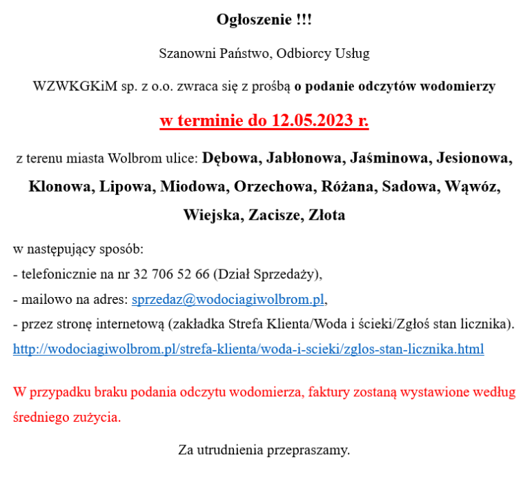 Ogłoszenie!!!
