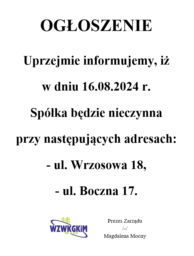 Ogłoszenie!!!